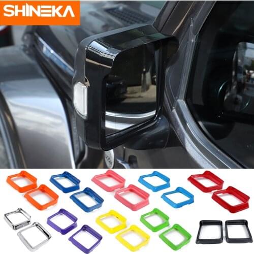 SHINEKA Mirror & Covers Car Rearview Mirror Rain Eyebrow Decoration Frame Trim Stickers For Jeep Wrangler JL 2018+ Accessories