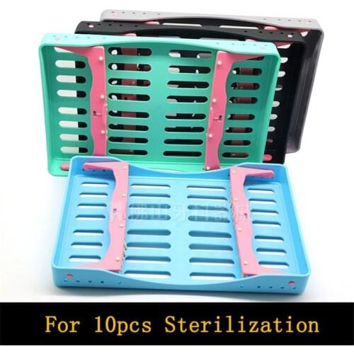 Dental Sterilization Rack Plastic Surgical Sterilization Box Dental Autoclave Cassette File Burs Disinfection Holder for 5/10Pcs
