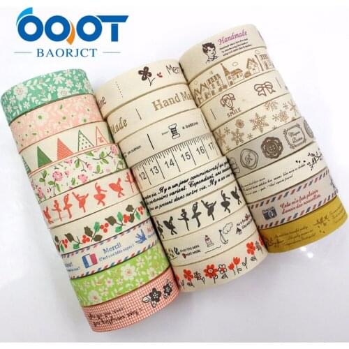 OOOT BAORJCT 182082 16 mm 10 yards Cartoon cloth Ribbons Thermal transfer Printed Wedding Accessories DIY handmade mate