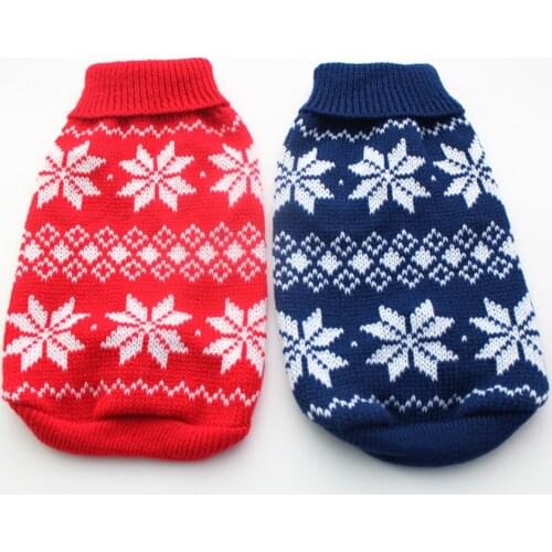 Red/Blue Christmas dog sweater with Snow flakes,pet clothes apparel 5 sizes available