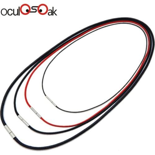 1-3mm Black Leather Cord Necklace Cord Wax Rope Lace Chain With Stainless Steel Rotary Clasp For DIY Necklaces Jewelry 40-80cm