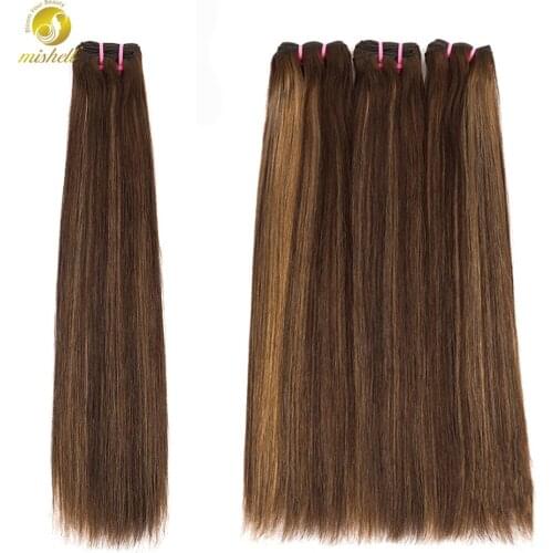 12A Mishell Highlight Bone Straight Raw Virgin Human Hair Bundle Unproccessed Human Remy Hair Weave Wavy Double Drown Bundles