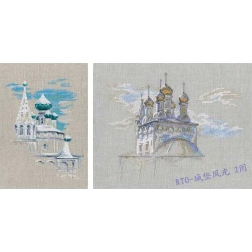 2021 Drop Shipping Embroidery Castle Scenery Needlepoint Cross Stitch Kits with 100% Cotton Floss & Free Shipping for Home Decor