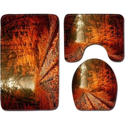 3pcs/set Vintage Cartoon Print Anti-slip Bathroom Floor Mat Home Decor Shower Non-Slip Rug Bath Door Mats