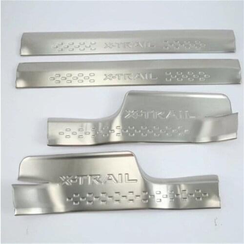 ABAIWAI Accessories For Nissan X-Trail Car Stickers Doors Internal Guard Covers X Trail XTrail 2017 Auto Parts Scuff Plates 4PCS