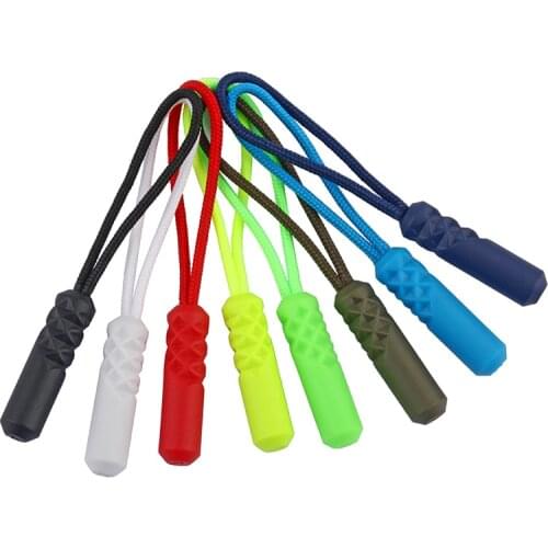50 Pieces High Quality PVC Zipper Pull Cord Cylinder Zipper Rope Pull Puller End Fit Rope Tag Fixer Zip Cord for Garment Bags