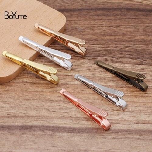 BoYuTe (10 Pieces/Lot) 55*5MM Metal Brass Classic Plain Design Tie Clips Diy Hand Made Mens Clothing Accessories