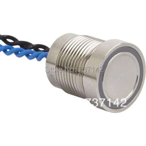 ELEWIND 16mm Stainless Steel Ring illuminated Piezo switch (PS165P10YSS1B24,Rohs,CE)