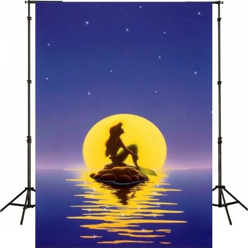 Cartoon Princess Mermaid Photography Background Live Backdrop Baby Birthday Party Decoration Wallpaper Tapestry Photo Studio