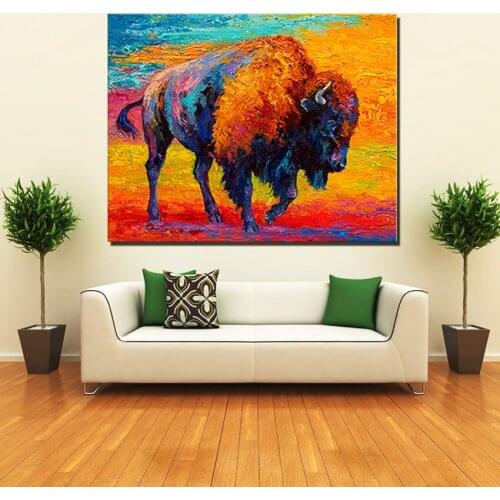 Oil Painting Bull Canvas Picture for Living Room Abstract Home Decoration Paintings for Interior Frameless Animal Poster