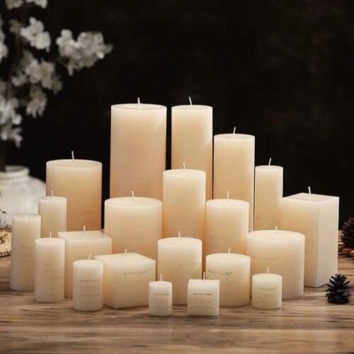 Classic Ivory White Candle Clindrical Romantic Smokeless Candle Home Decoration Shooting Background Props Birthday Gifts Party