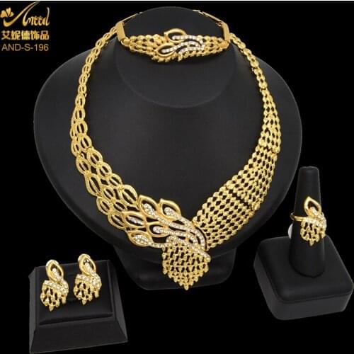 ANIID Jewelry Necklace Sets Women Ring Bracelet Gold Plating Nigeria Ethiopian Wedding Bridal Brazilian Fashion Rarring Dubai