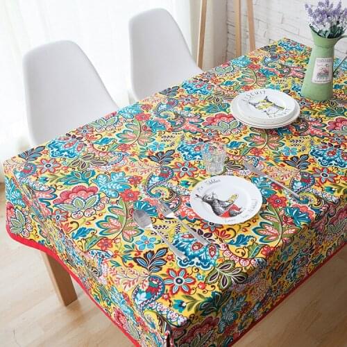 Royal exotic ethnic style table cloth square cover cloth pure cotton Thai coffee table table cloth