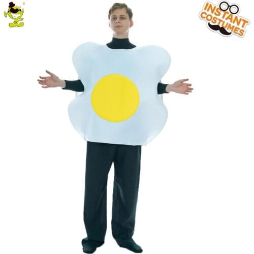 Unisex Poached Eggs Suit Costume Party Fancy Dress Up Carnival Cosplay Poached Eggs Halloween Costumes for Adult