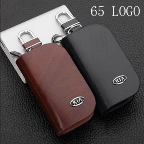 Leather Car Key Case Auto Key Cover Bag Customized Logo Automotive Key Holder Organizer Women Men Key Wallets