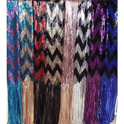 Nice looking sequins embroidery tulle mesh lace fabric withsequins fringe BZL-4.1802 with good quality for party dress