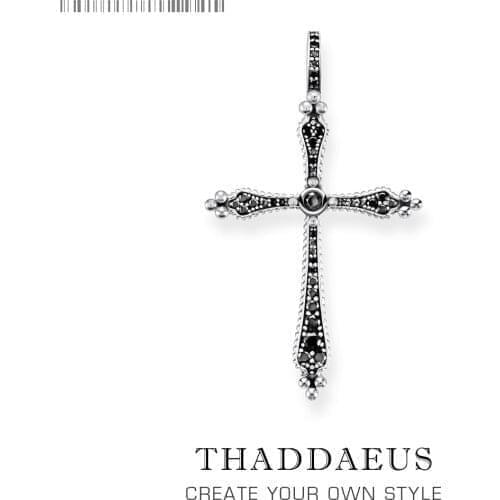 Pendant Black Royalty Cross,2019 Fashion 925 Sterling Silver Jewelry Europe Bijoux Necklace Accessories Gift For Woman Men