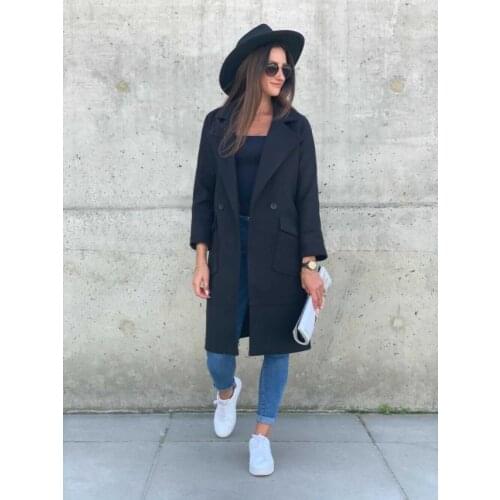Fashion Winter Jacket Women Single-Breasted Long Sleeve Wool Coat Solid Color Korean Slim Classic Outwear Female Woolen Jacket