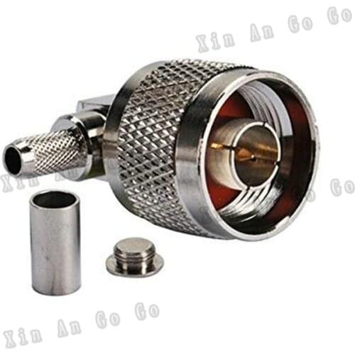 N male crimp RF Coxial connector N male right angle Crimp for RG58 RG142 LMR195 coaxial cable fast ship