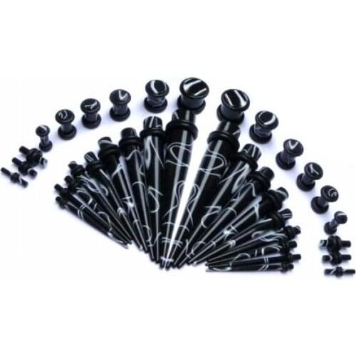 36pieces High Quality Acrylic Marble Swirl Ear Stretcher Gauge Kit Earring Taper & Tunnel Plug Expander Piercing Jewelry 14g-00g