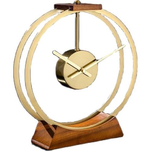 Creative Nordic Luxury Table Metal Solid Wood Table Watch Desk Clcoks Gold Minimalist Desktop Saat Home Decoration Gift Ideas