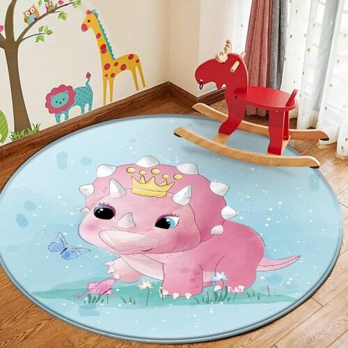 Alfombra Non-Slip Children Flannel Carpet Baby Play Mat Dropshipping Cute Animal Pattern Comfortable Children Carpet Round