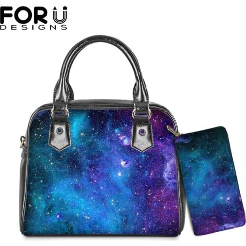 FORUDESIGNS New Arrival Bags for Women Starry Sky/Galaxy Pattern Print Pu Leather Handbags Set Female Casual Messenger Bolsas