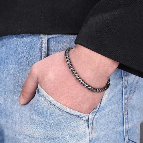 New Stainless Steel Bracelets For Men Punk Curb Cuban Link Chain Bracelets On The Hand Jewelry Gifts GS0112