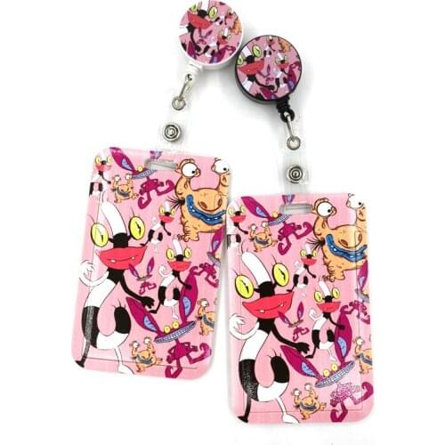 Ohh Real Monsters Cartoon Cute Credit Card Holder Lanyard Women Men Kid Student Badge Reel ID Name Bus Clips Card Badge Holder