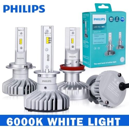 Philips X-treme Ultinon LED H4 H7 H11 HB3 HB4 9005 9006 Car Head Light Auto Lamps 6500K White 200% More Bright 2X