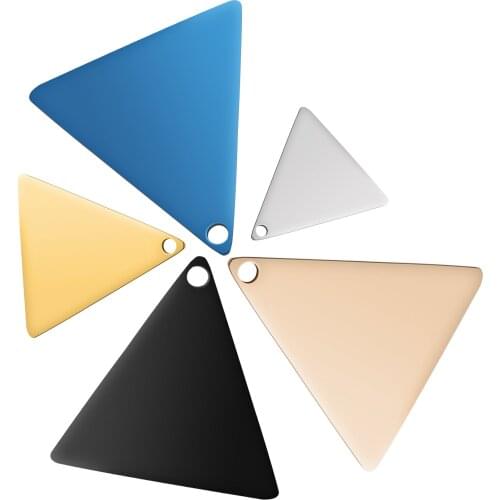 20pcs/lot 304 Stainless Steel Accessory Jewelry 1.5mm Thickness Triangle Pendant 3 size and multicolor for Engraved Making