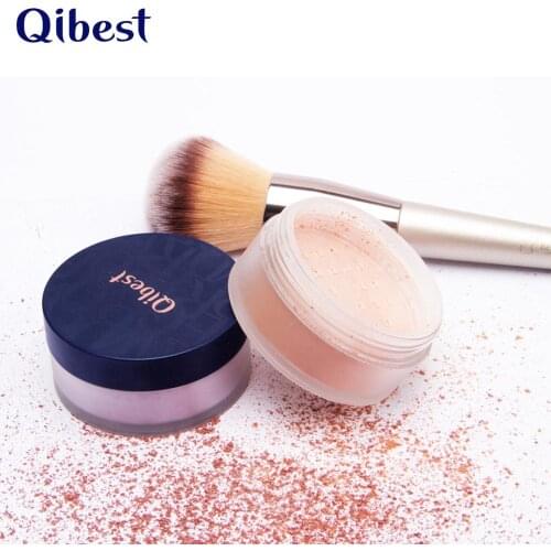 Qibest 5 Colors Smooth Loose Powder Makeup Transparent Finishing Powder Waterproof Cosmetic Puff For Face Finish Setting Powder