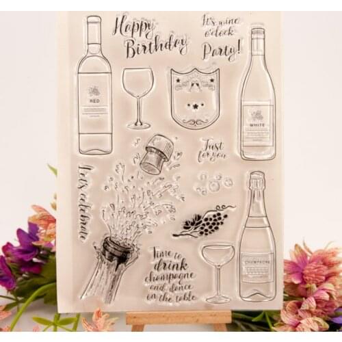 2020 beer bottle Wine glass Clear Stamps DIY Scrapbooking Craft Supplies Silicone Seal Custom Photo Album ink pad Stamping