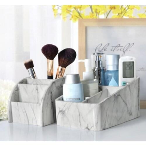 Nordic Marble Jewelry Storage Box Pen Holder Cosmetic Classifier Organizer Case School Office Desk Pen Container Gift C26