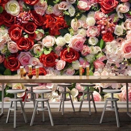 Modern 3D Rose Flowers Wallpaper Romantic Living Room Wedding House Home Decor Background Wall Painting Papel De Parede 3D Mural