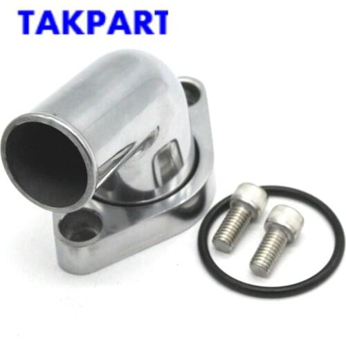 TAKPART SBC BBC Polished Aluminum 15 degree Swivel Water Neck Fits SB BB Chevy 327 350 454 396