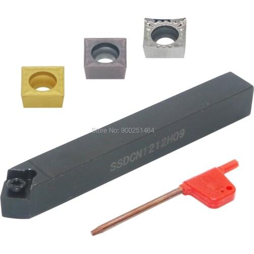 CNC Lathe Tool Holder, SSDCN1212H09(12mm)Right, with Three SCMT09T304（31.51）Square Carbide Blades.45 degree chamfer turning tool