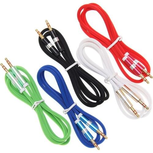 Universial 3.5mm Audio Cable 1M Nylon Car AUX Cabel 3.5 Mm Jack Phone Cable for Car IPad Tablet Smartphone Headset 500pcs