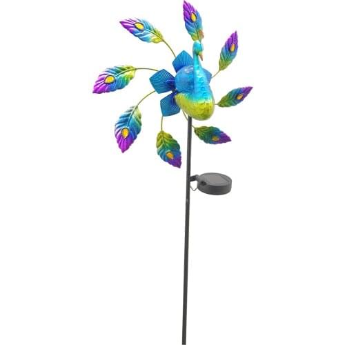 Wind Spinner Outdoor, Metal Peacoch Decorative, Solar Spinner Garden Lighting, Wind Sculpture for Yard Art or Garden Decoration