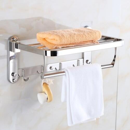 Vidric DIY 304 stainless steel Bath Towel Rack Folding Movable Bath Towel Holder Double Towel Rails Bars
