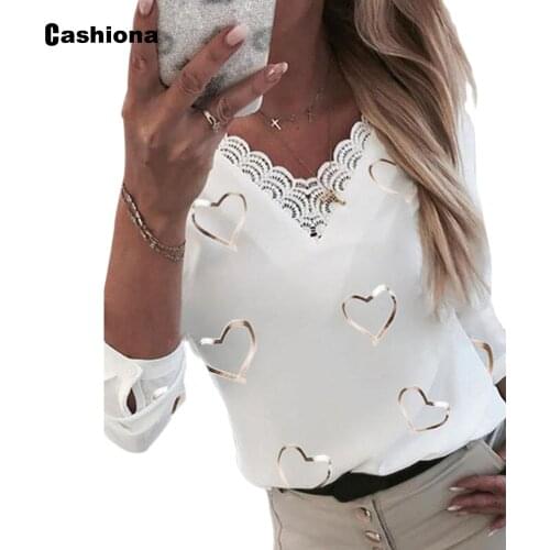 Plus size 3xl Women Elegant Leisure Casual T-shirt V-neck Patchwork Lace Bubble Print Womens Top 2021 Spring Tees shirt Femme