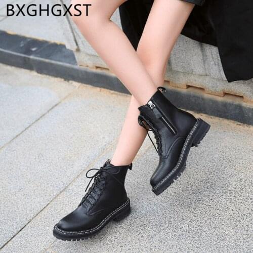 2020 ladies leather boots women Harajuku shoes black boots women low heel shoes fashion winter shoes women ankle boots for women