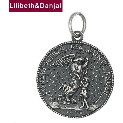 Guardian Angel Letter Necklace Pendant Real 925 Sterling Silver Vintage Fashion Fine Jewelry Women Men 2021 Free Shipping P33