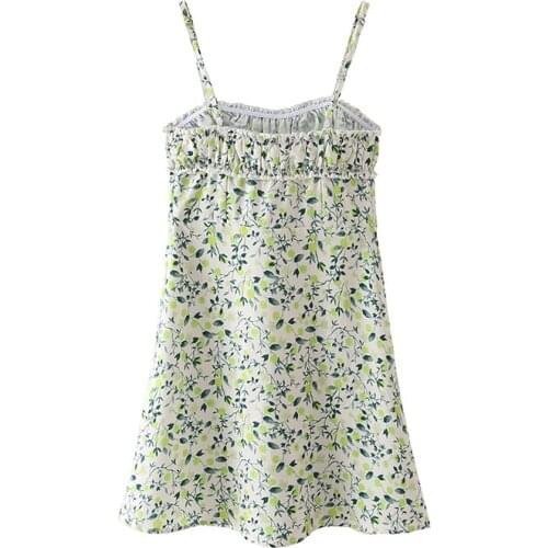 JC·KILIG 2021 Womens French Dating Sweet Green Flower Spice Girl Halter Dress XZ21089