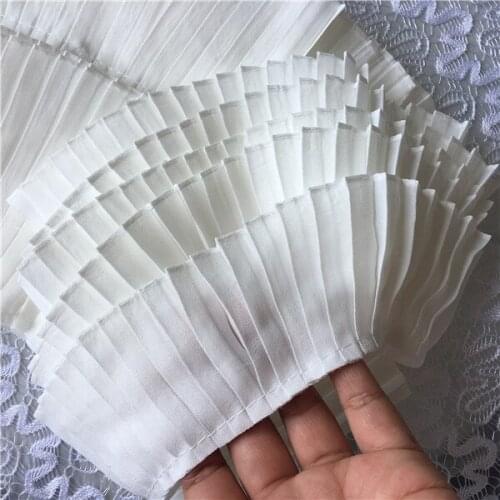 0.5 Meter High Quality Black White Ruffled Chiffon Lace Trim Sewing Trimmings For Costume Design, Cuffs, Skirt