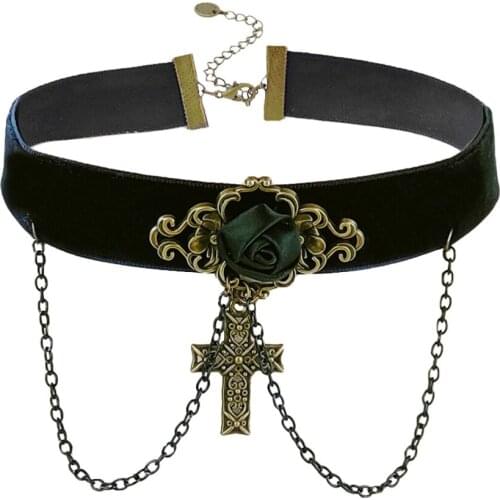 1pc Rose Pendant Necklace Girl Fashion Accessory Party Cross Choker Decor