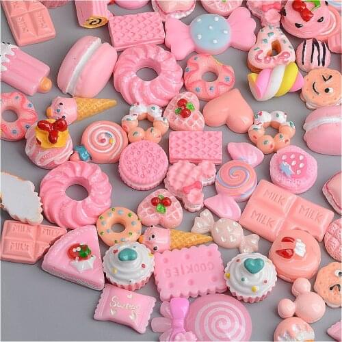 10/30/100Pcs Pink Candy Planar Resin DIY Craft Supplies Flatback Resin Art Basteln Hair Accessories Phone Shell Decor Material