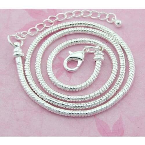 10pcs Silver Plated Snake Chain Lobster Clasp Necklaces For European Charms Beads 50cm / 20" PP12