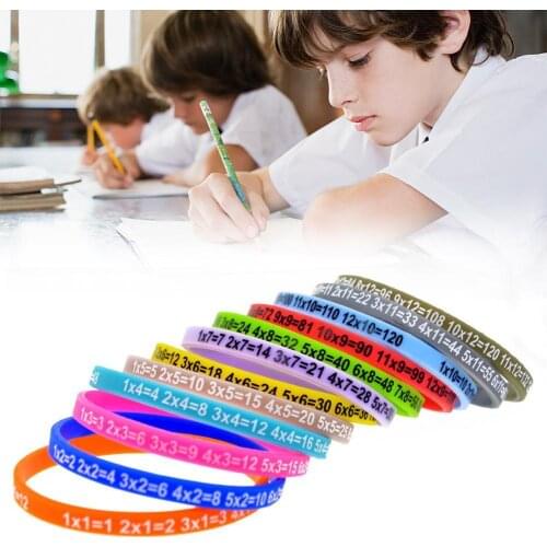 12Pcs Multiplication Tables Soft Silicone Bracelet Learn Math Education Wristband For Kids Preschool Teaching Aids Math Toy