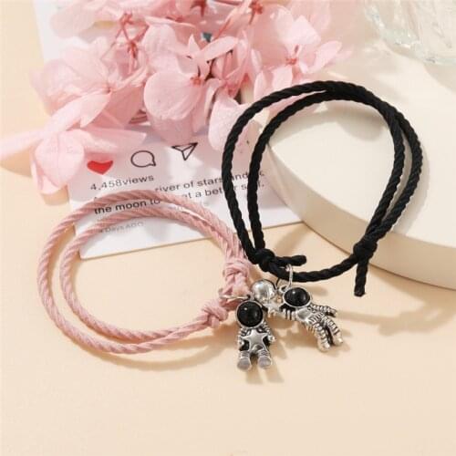2 Pieces/Set Magnet Couple Bracelet Star Astronaut Bracelet Attractive Fashion Valentines Day Jewelry Rope Gift